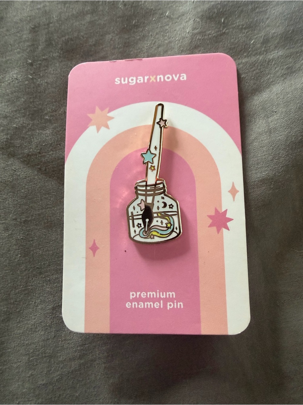 Sugar x Nova Starry Potion Enamel Pin - Pink, White, Gold